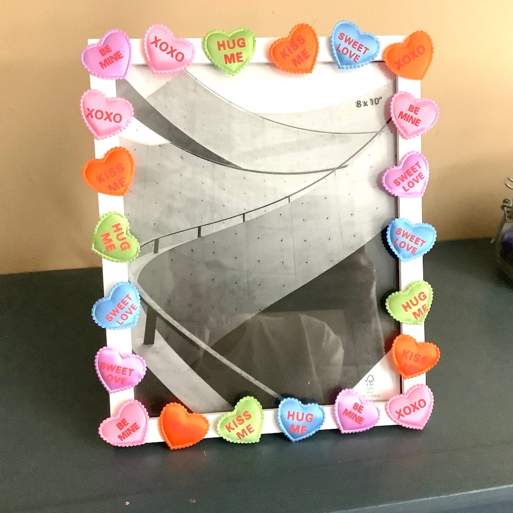 8x10 satin fabric conversation hearts embellished picture frame